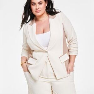 Nina Parker Two-Tone Cream and Taupe Blazer SZ 1x